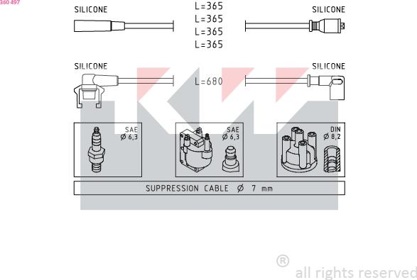 KW 360 497 - Augstsprieguma vadu komplekts ps1.lv