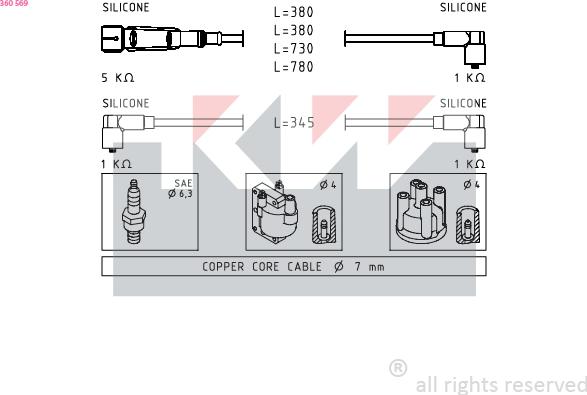 KW 360 569 - Augstsprieguma vadu komplekts ps1.lv