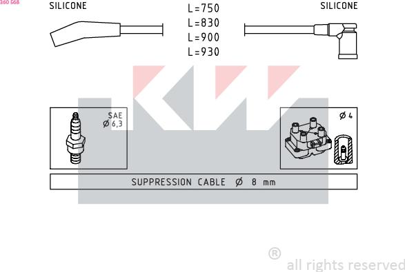 KW 360 568 - Augstsprieguma vadu komplekts ps1.lv