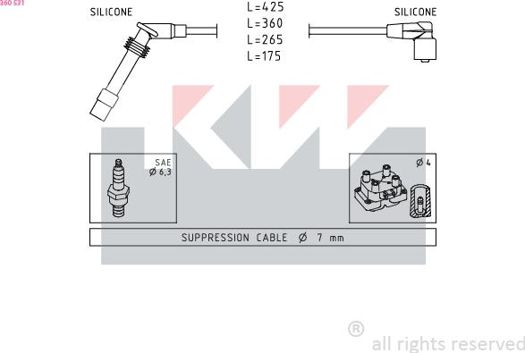 KW 360 531 - Augstsprieguma vadu komplekts ps1.lv