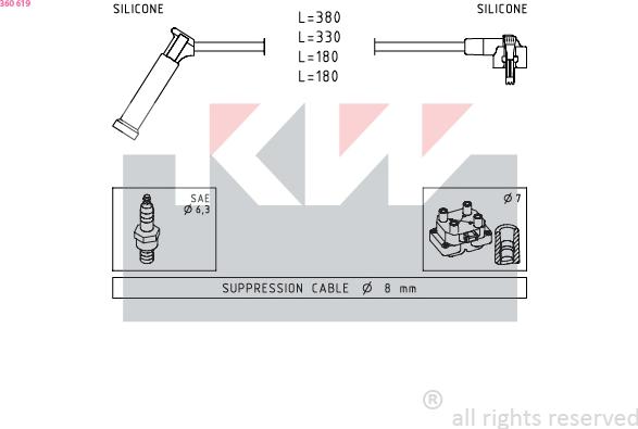 KW 360 619 - Augstsprieguma vadu komplekts ps1.lv