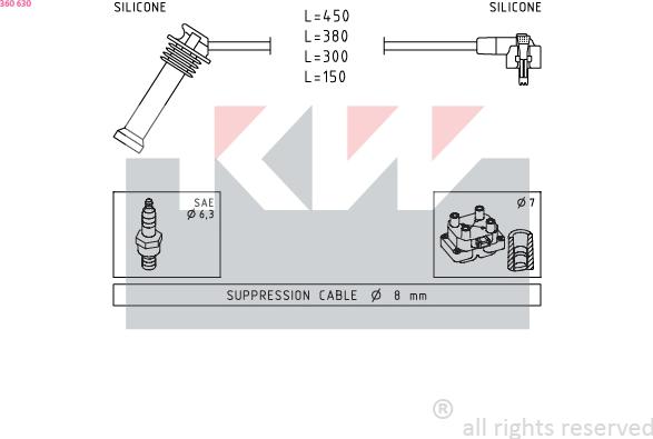 KW 360 630 - Augstsprieguma vadu komplekts ps1.lv