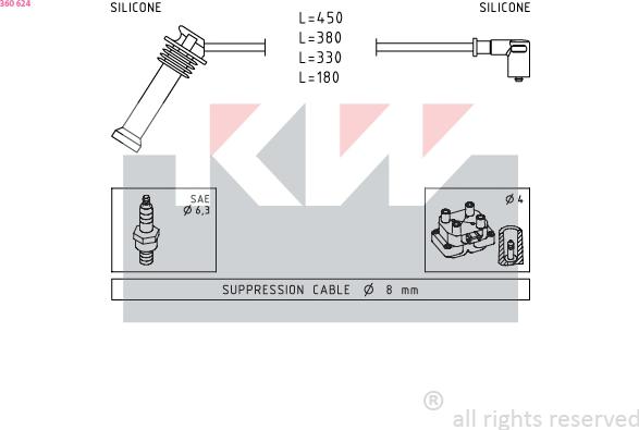 KW 360 624 - Augstsprieguma vadu komplekts ps1.lv