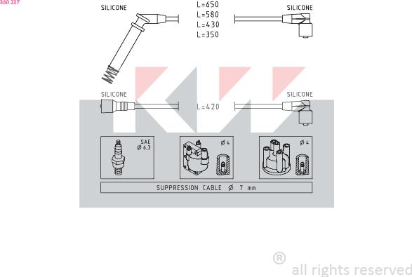 KW 360 237 - Augstsprieguma vadu komplekts ps1.lv