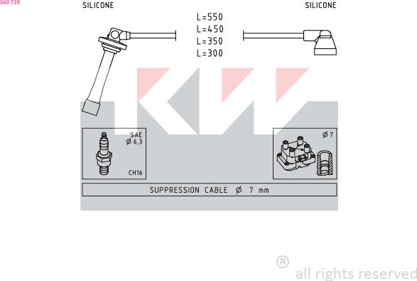 KW 360 739 - Augstsprieguma vadu komplekts ps1.lv