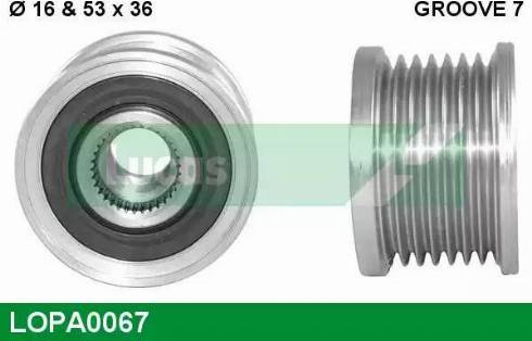 Lucas Engine Drive LOPA0067 - Piedziņas skriemelis, Ģenerators ps1.lv