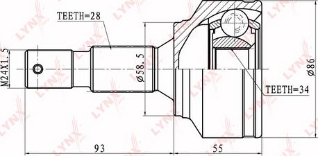 LYNXauto CO-6104 - Šarnīru komplekts, Piedziņas vārpsta ps1.lv