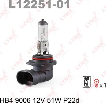 LYNXauto L12251-01 - Kvēlspuldze, Tālās gaismas lukturis ps1.lv