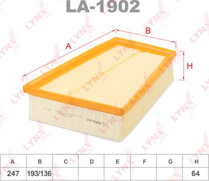 LYNXauto LA-1902 - Gaisa filtrs ps1.lv