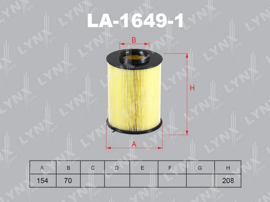 LYNXauto LA-1649-1 - Gaisa filtrs ps1.lv