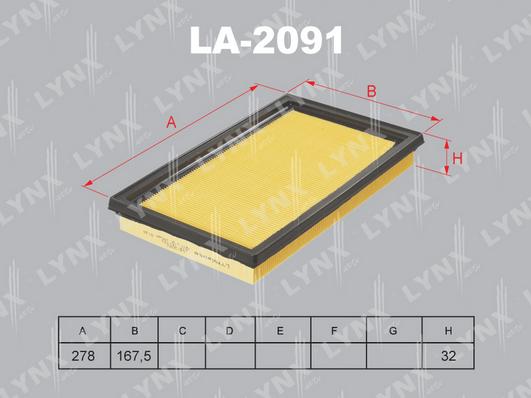 LYNXauto LA-2091 - Gaisa filtrs ps1.lv