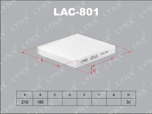 LYNXauto LAC-801 - Filtrs, Salona telpas gaiss ps1.lv