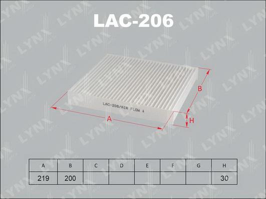 LYNXauto LAC-206 - Filtrs, Salona telpas gaiss ps1.lv