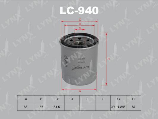 LYNXauto LC-940 - Eļļas filtrs ps1.lv