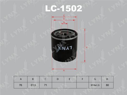 LYNXauto LC-1502 - Eļļas filtrs ps1.lv