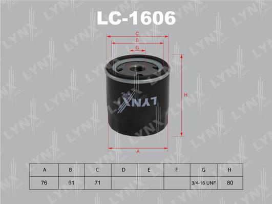 LYNXauto LC-1606 - Eļļas filtrs ps1.lv