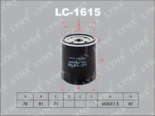 LYNXauto LC-1615 - Eļļas filtrs ps1.lv