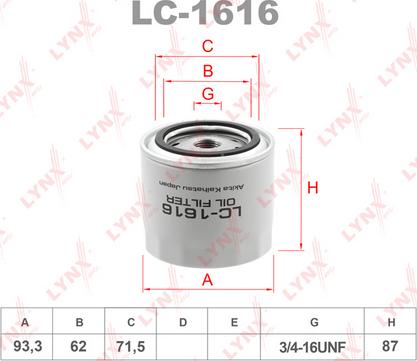 LYNXauto LC-1616 - Eļļas filtrs ps1.lv
