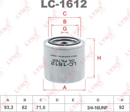LYNXauto LC-1612 - Eļļas filtrs ps1.lv