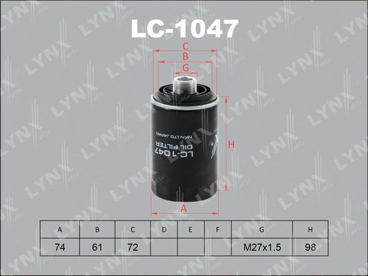 LYNXauto LC-1047 - Eļļas filtrs ps1.lv