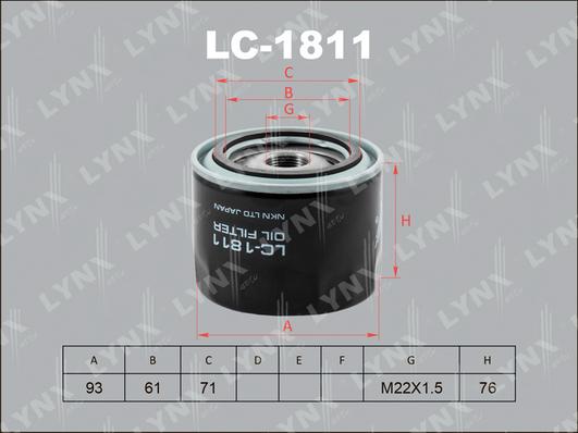 LYNXauto LC-1811 - Eļļas filtrs ps1.lv