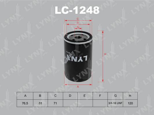 LYNXauto LC-1248 - Eļļas filtrs ps1.lv