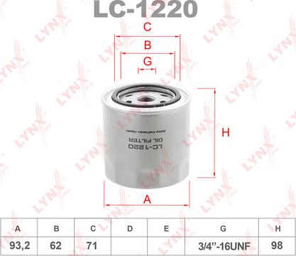LYNXauto LC-1220 - Eļļas filtrs ps1.lv