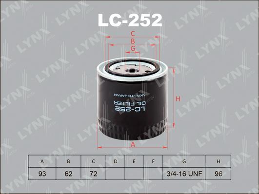 LYNXauto LC-252 - Eļļas filtrs ps1.lv