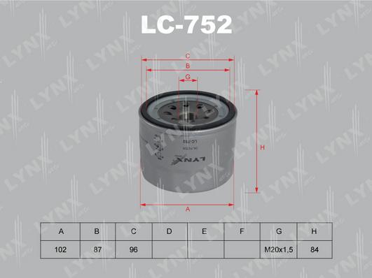 LYNXauto LC-752 - Eļļas filtrs ps1.lv