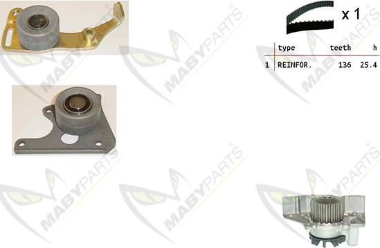 Mabyparts OBKWP0096 - Ūdenssūknis + Zobsiksnas komplekts ps1.lv