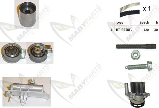 Mabyparts OBKWP0090 - Ūdenssūknis + Zobsiksnas komplekts ps1.lv