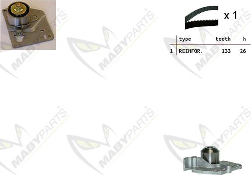 Mabyparts OBKWP0091 - Ūdenssūknis + Zobsiksnas komplekts ps1.lv