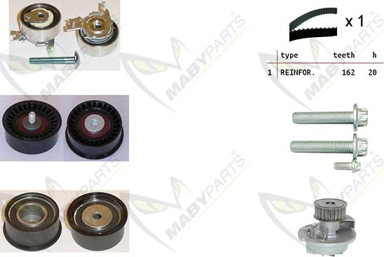 Mabyparts OBKWP0097 - Ūdenssūknis + Zobsiksnas komplekts ps1.lv