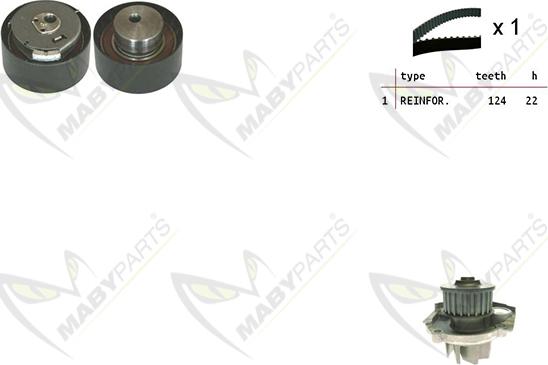 Mabyparts OBKWP0055 - Ūdenssūknis + Zobsiksnas komplekts ps1.lv