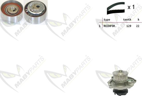 Mabyparts OBKWP0050 - Ūdenssūknis + Zobsiksnas komplekts ps1.lv