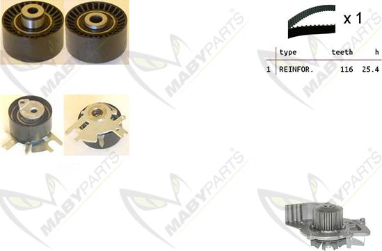 Mabyparts OBKWP0068 - Ūdenssūknis + Zobsiksnas komplekts ps1.lv