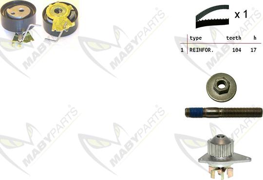 Mabyparts OBKWP0063 - Ūdenssūknis + Zobsiksnas komplekts ps1.lv