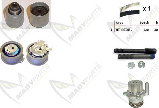 Mabyparts OBKWP0062 - Ūdenssūknis + Zobsiksnas komplekts ps1.lv