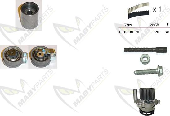 Mabyparts OBKWP0084 - Ūdenssūknis + Zobsiksnas komplekts ps1.lv