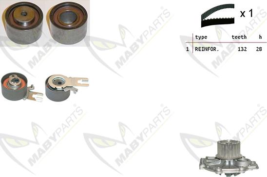 Mabyparts OBKWP0085 - Ūdenssūknis + Zobsiksnas komplekts ps1.lv