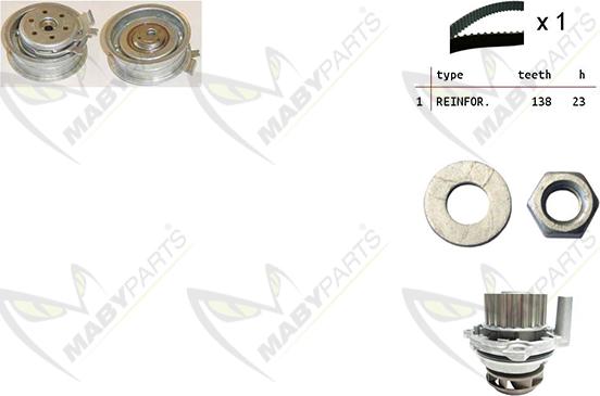 Mabyparts OBKWP0086 - Ūdenssūknis + Zobsiksnas komplekts ps1.lv