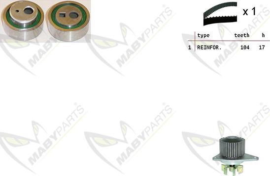 Mabyparts OBKWP0080 - Ūdenssūknis + Zobsiksnas komplekts ps1.lv