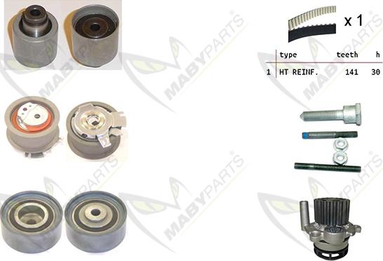 Mabyparts OBKWP0083 - Ūdenssūknis + Zobsiksnas komplekts ps1.lv