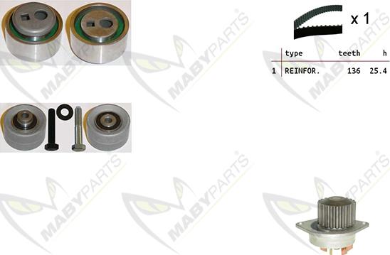 Mabyparts OBKWP0087 - Ūdenssūknis + Zobsiksnas komplekts ps1.lv