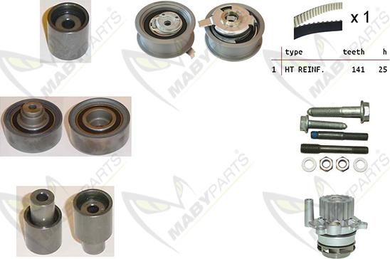 Mabyparts OBKWP0074 - Ūdenssūknis + Zobsiksnas komplekts ps1.lv