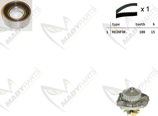 Mabyparts OBKWP0075 - Ūdenssūknis + Zobsiksnas komplekts ps1.lv