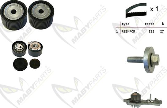 Mabyparts OBKWP0070 - Ūdenssūknis + Zobsiksnas komplekts ps1.lv