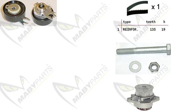 Mabyparts OBKWP0144 - Ūdenssūknis + Zobsiksnas komplekts ps1.lv