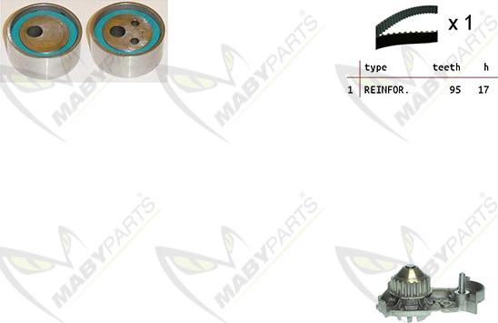 Mabyparts OBKWP0147 - Ūdenssūknis + Zobsiksnas komplekts ps1.lv