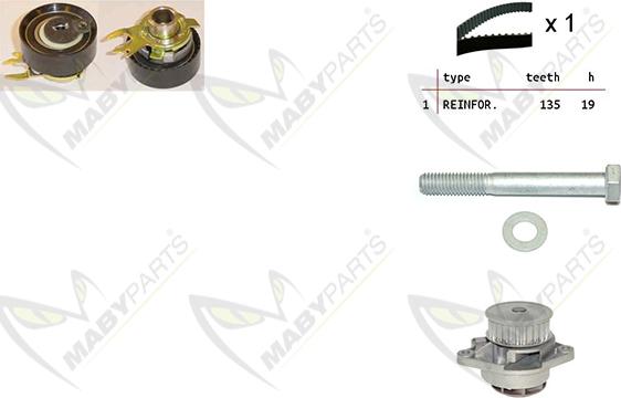 Mabyparts OBKWP0151 - Ūdenssūknis + Zobsiksnas komplekts ps1.lv